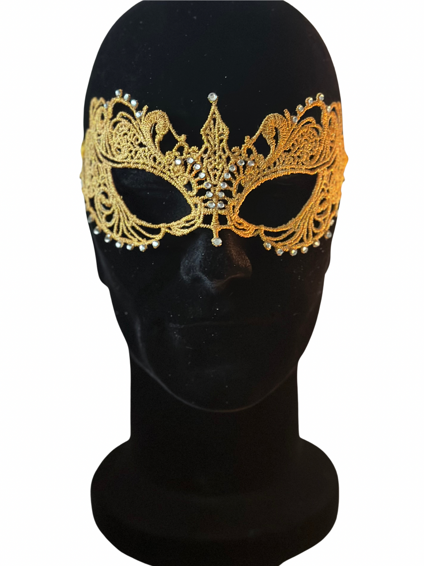 Kanten masker met strass steentjes - Goud masker - Toppers 2025 outfit