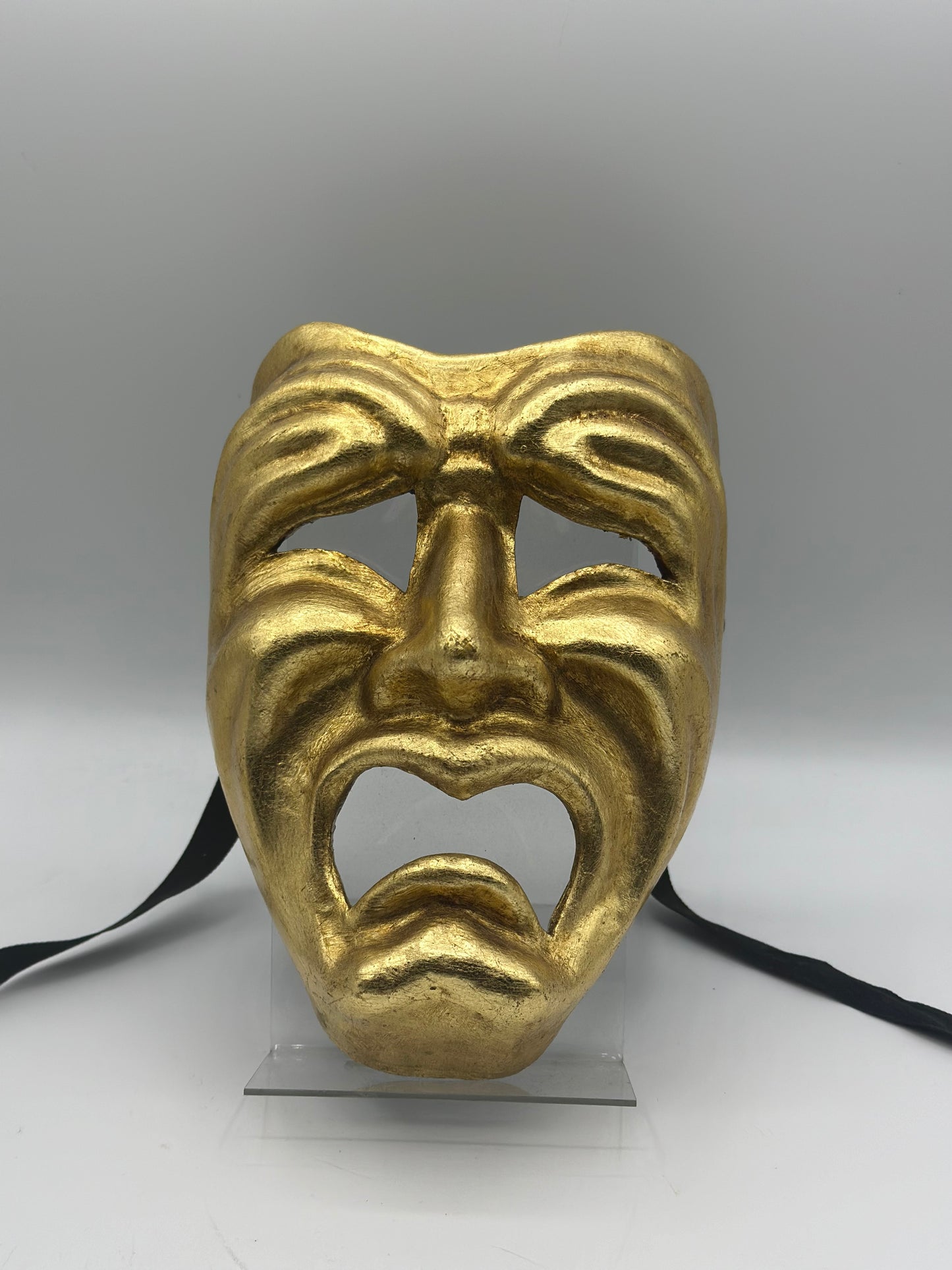Set Tragödien- und Komödienmasken in Gold - Comedia dell'arte-Masken.