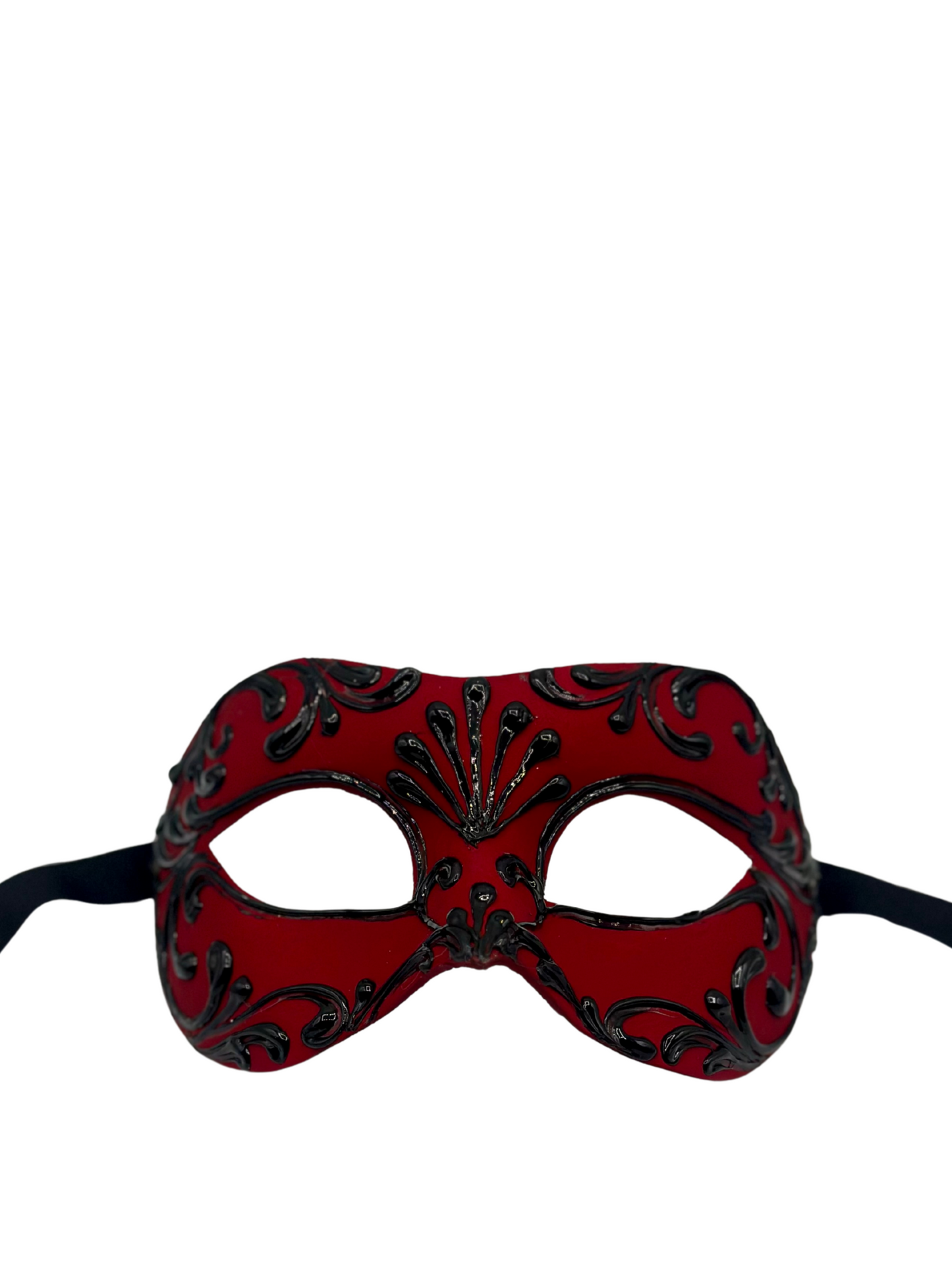 Rood venetiaans masker voor mannen - Barok masker rood met zwarte details.