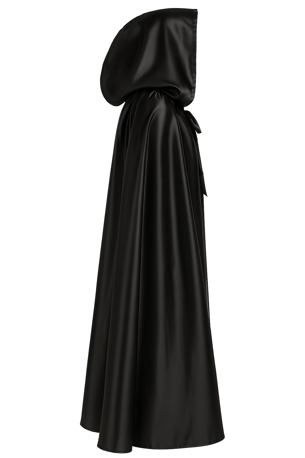 Cape noire avec capuchon en satin