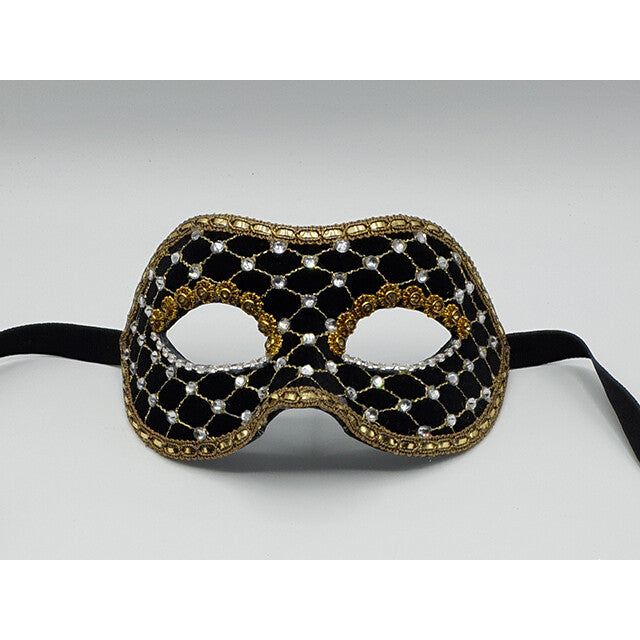 Masquerade mask in black , luxury Venetian mask in black