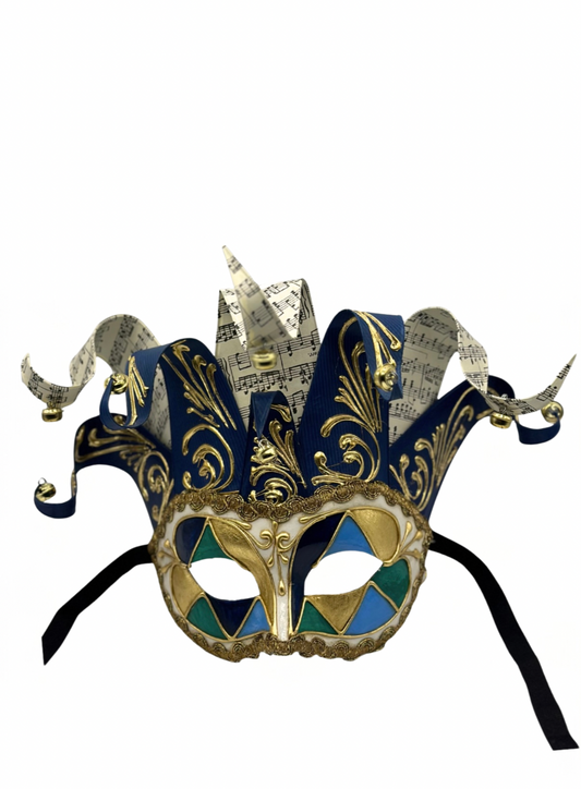 Máscara veneciana Jolly en azul - máscara de mascarada para hombre