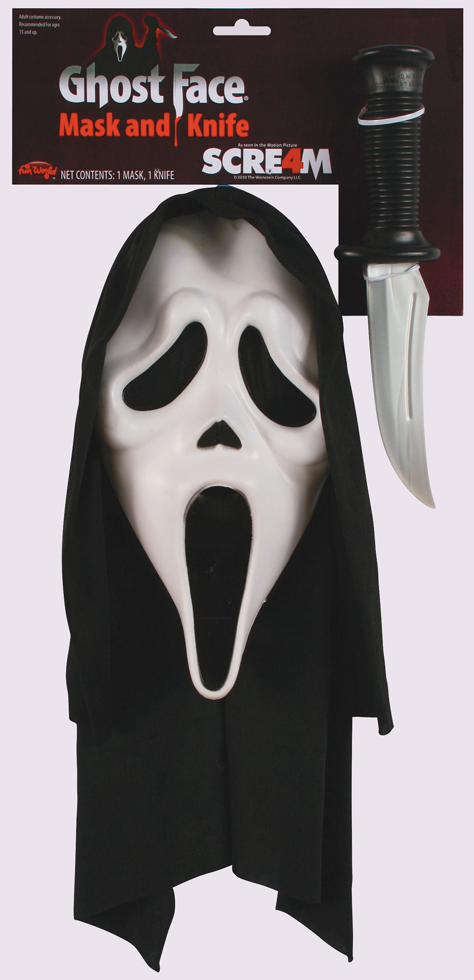 Máscara Oficial Ghost Face® con Capucha y Cuchillo