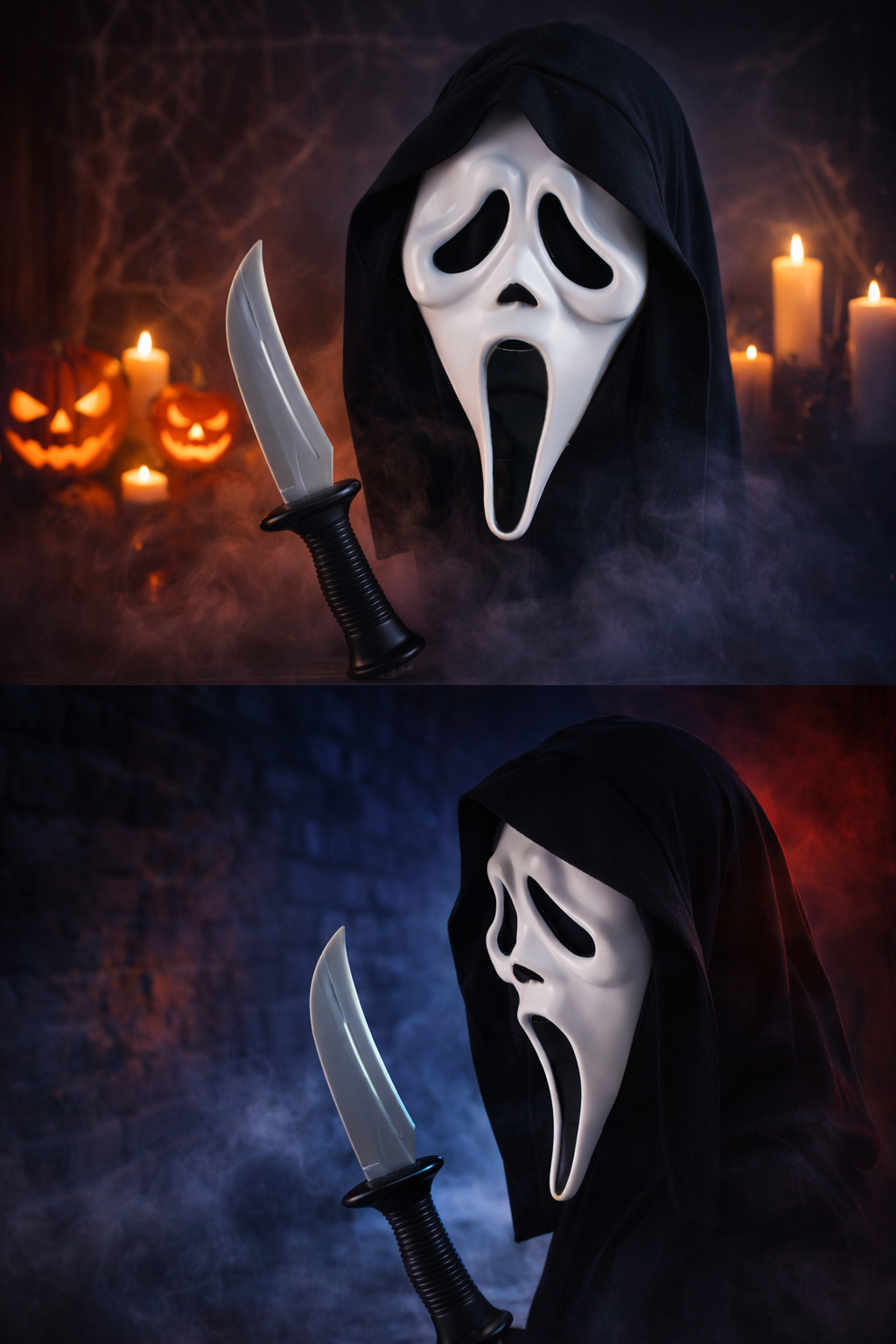 Máscara Oficial Ghost Face® con Capucha y Cuchillo