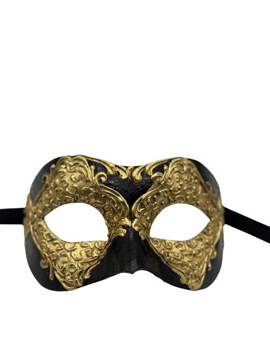 Masque de mascarade pour homme noir et or