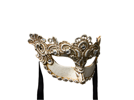 Venetian ball mask for a lady in silver lace