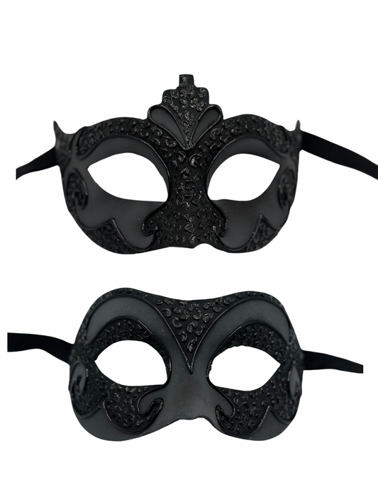 Venetiaanse Masker Set voor Koppels – Luxe Antraciet & Zwart – Voor Maskerade, gala & Carnaval