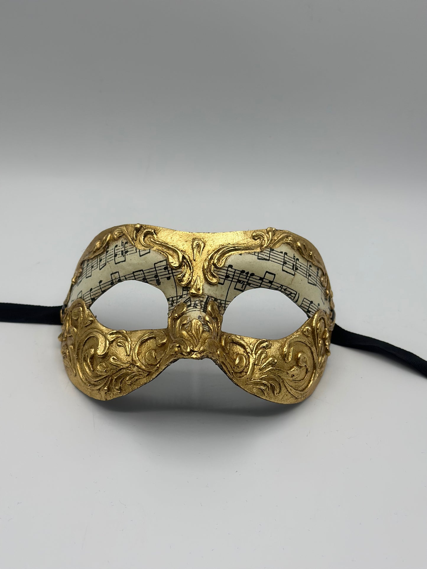 Venezianische Maskenmaske – Gold &amp; Musiknoten