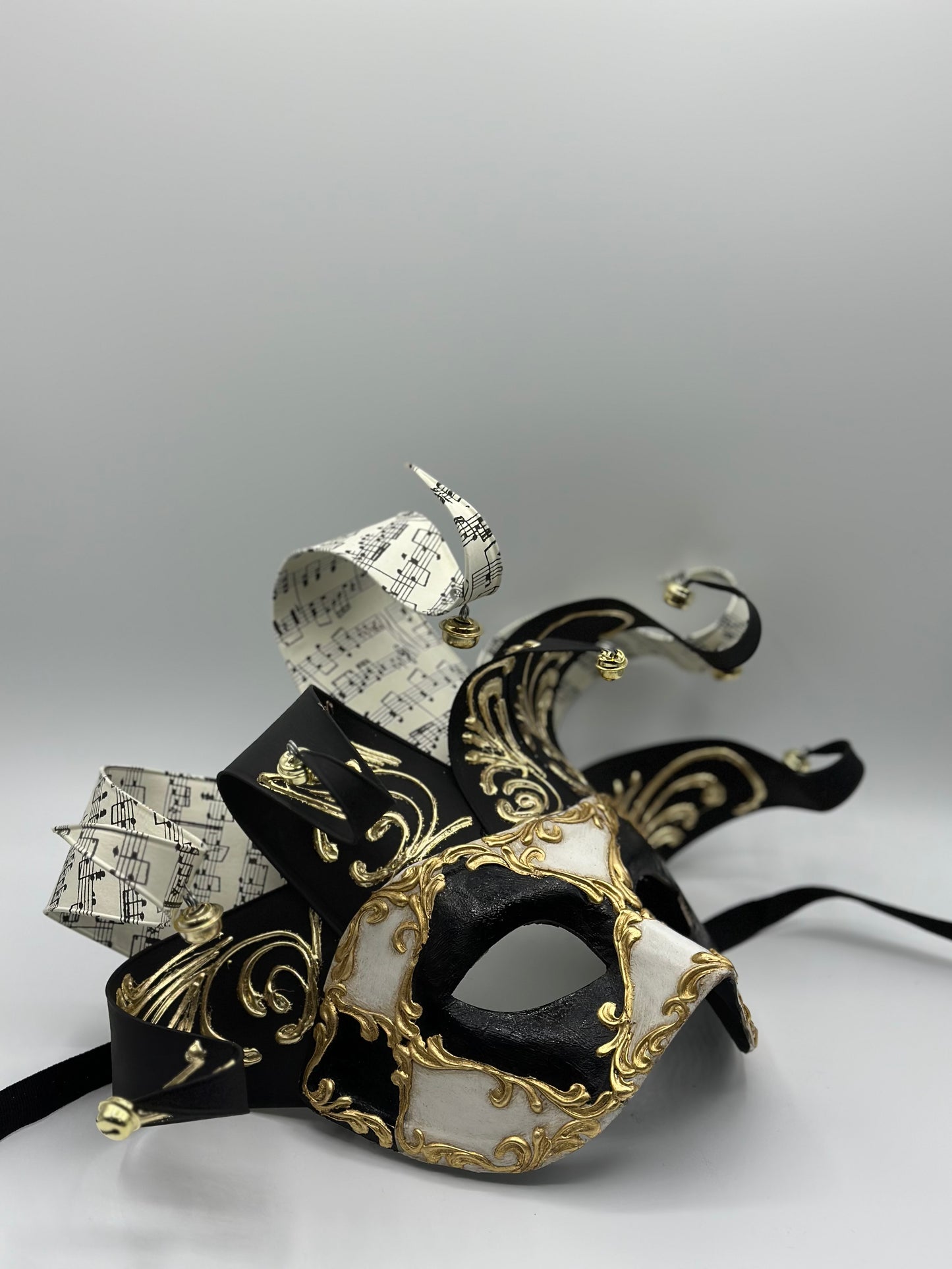 Venezianische Maske Jolly in schwarz-weiß - Maskerade Maske für Herren
