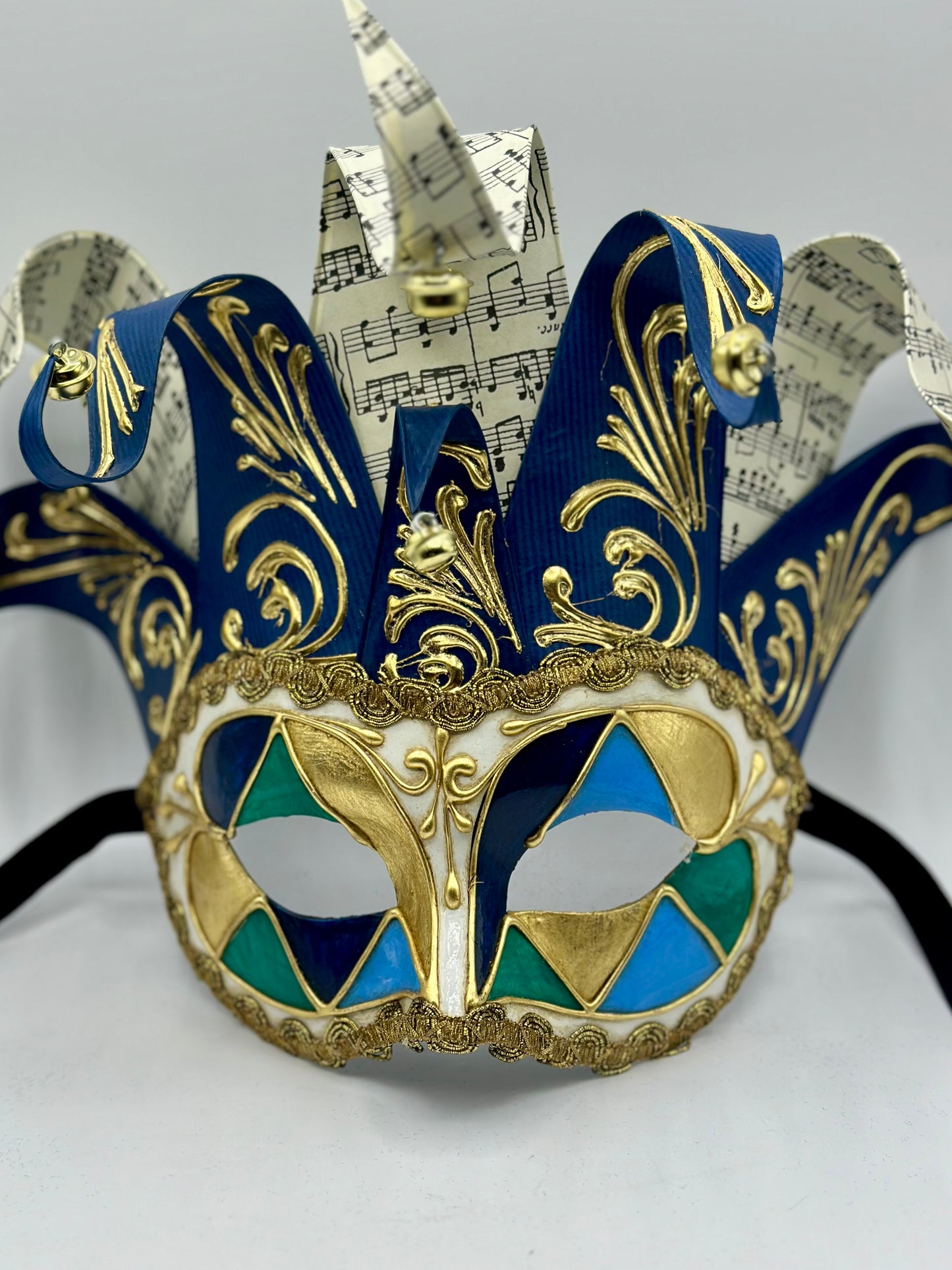 Venezianische Maske Jolly in blau - Maskerarde Maske für Herren