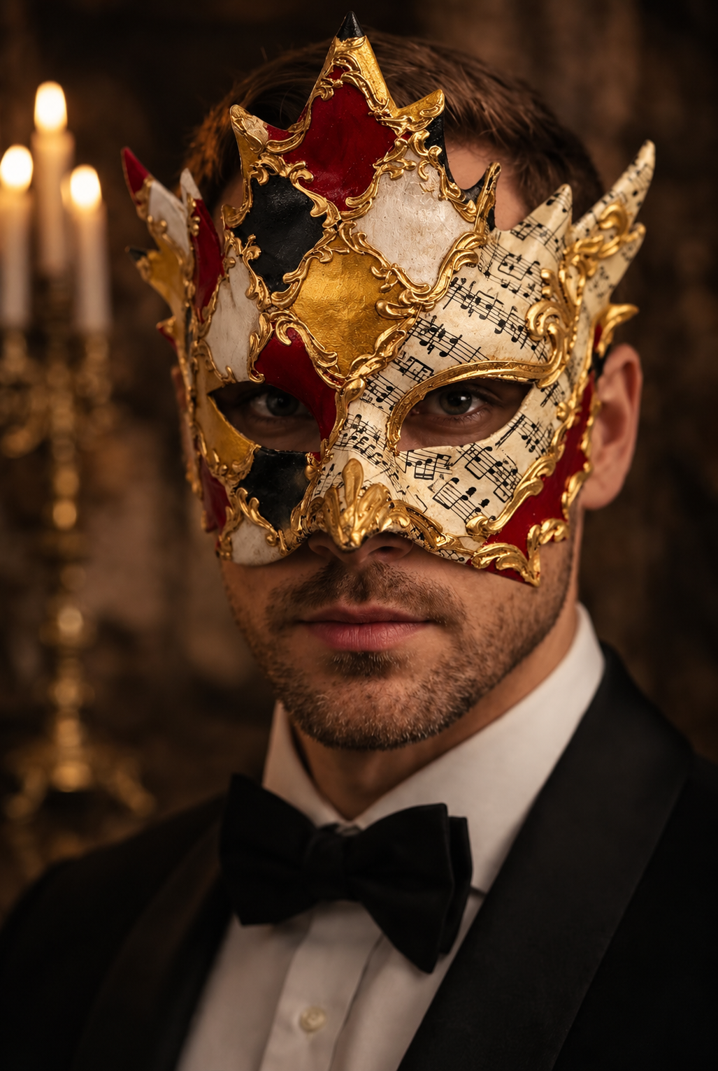 Venetian Bacchus Mask – Luxury Harlequin Masquerade Mask