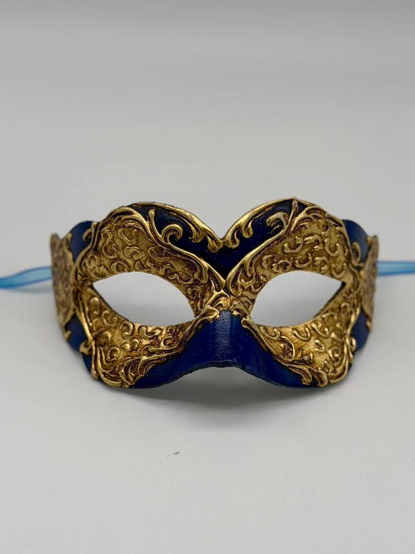 Venezianische Kindermaske – Königsblau & Gold