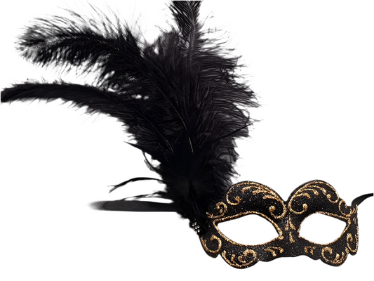 Ballmaske mit schwarzem Federbusch