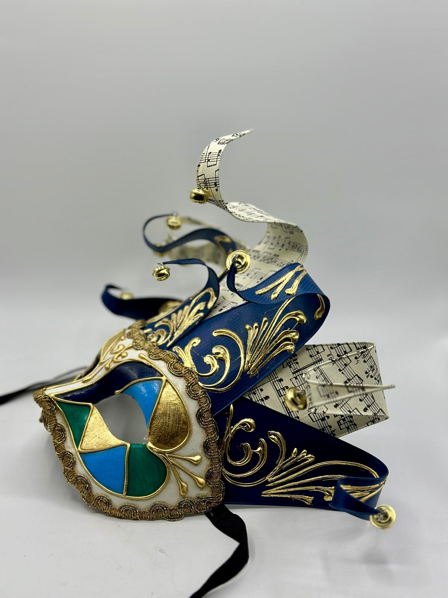 Venezianische Maske Jolly in blau - Maskerarde Maske für Herren