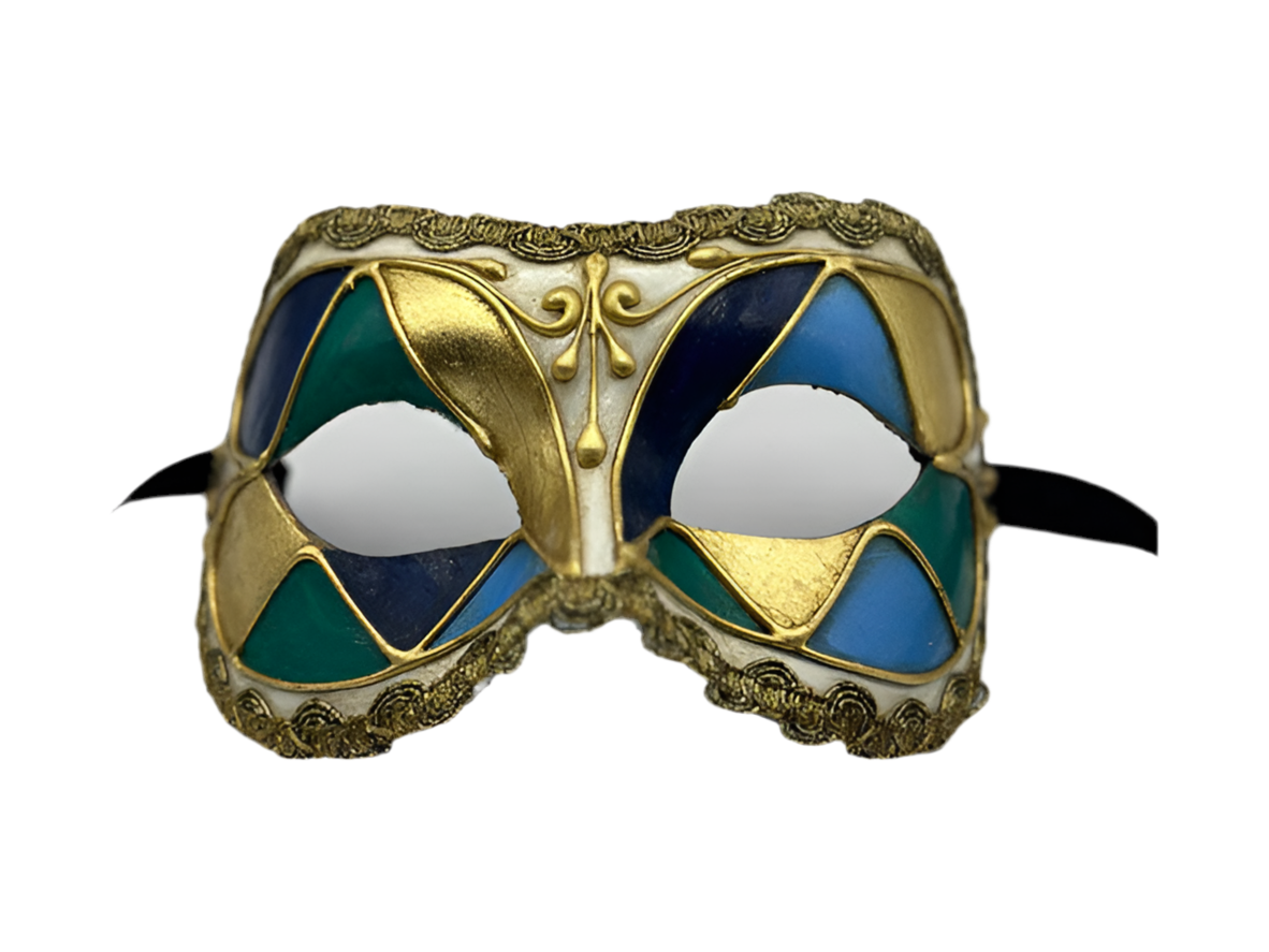 Masque de mascarade aux belles couleurs avec bordure dorée
