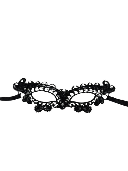 Masque en dentelle noire avec strass - Masque vénitien noir