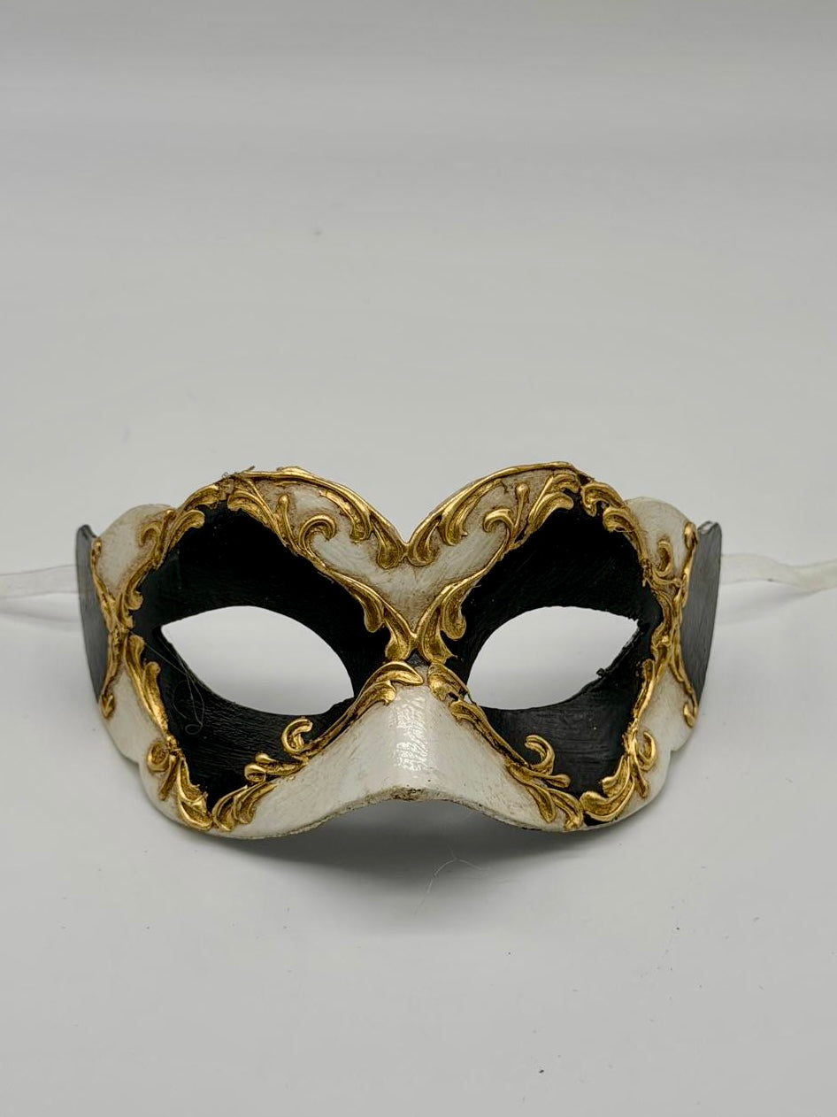 Venetiaans Kindermasker - Zwart, Wit & Goud