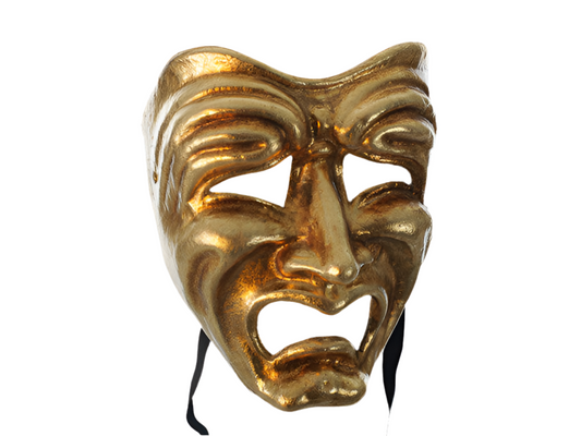 Tragedie masker in goud