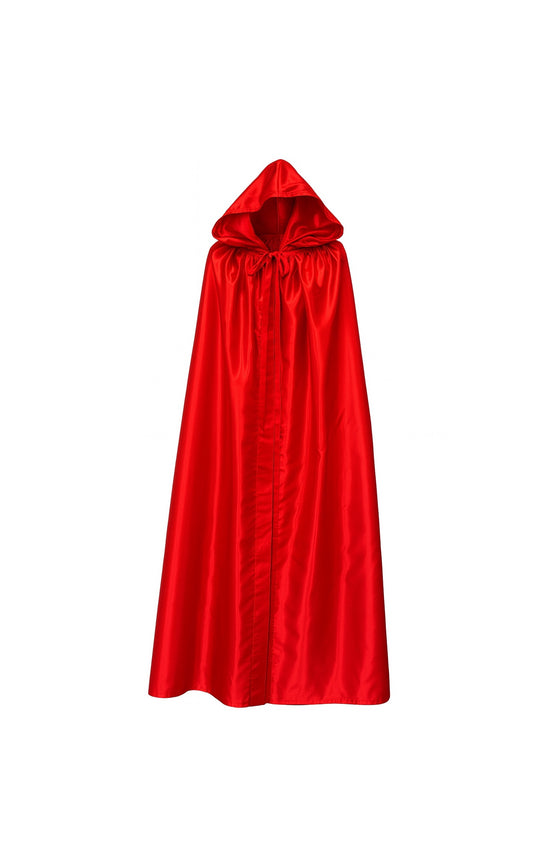 Capa veneciana con capucha en satén rojo - Capa de Halloween roja
