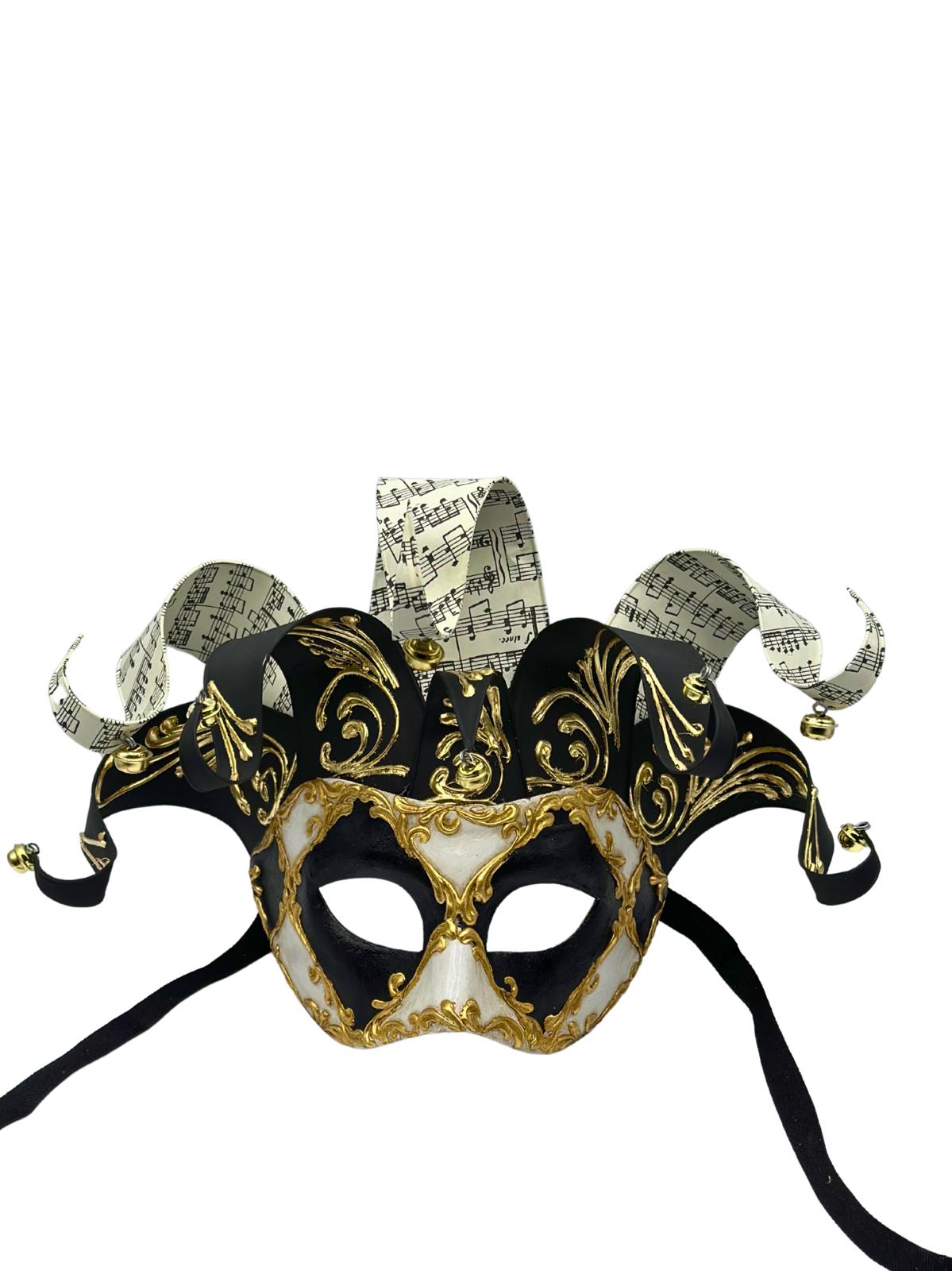 Venezianische Maske Jolly in schwarz-weiß - Maskerade Maske für Herren