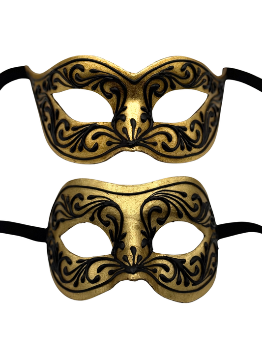 Venezianisches Maskenset für Paare – Gold, Schwarz, Barock
