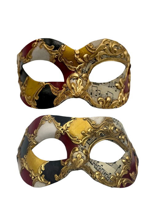 Venezianisches Paar Masken Set – Musiknoten Barock Masken