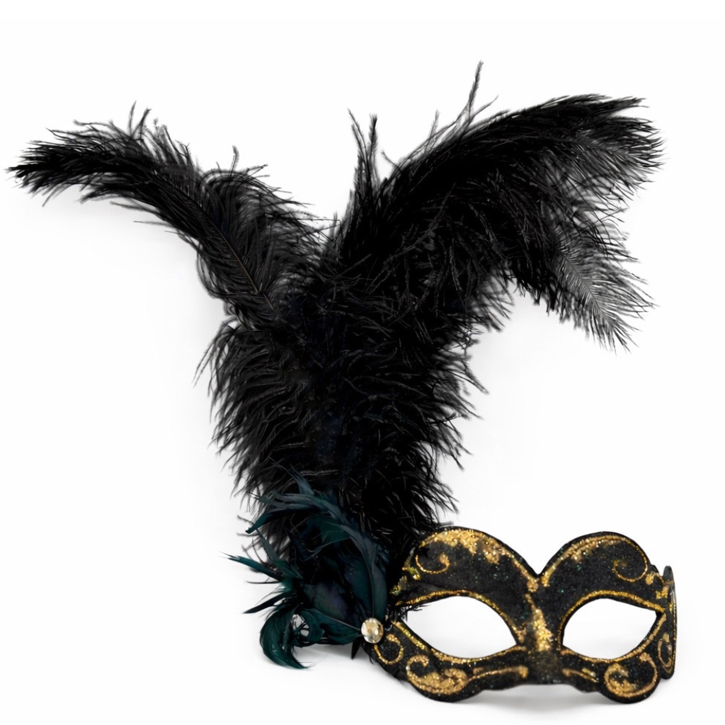 Masque de bal à plumet noir
