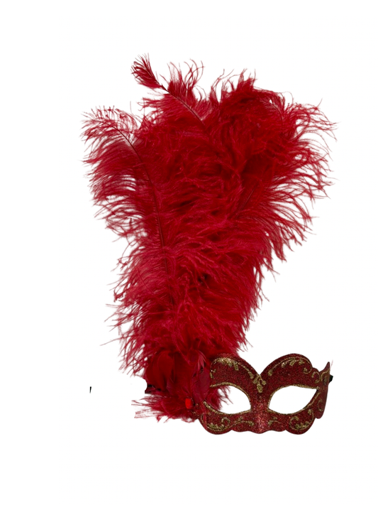 Rote Feder Venezianische Maskenballmaske