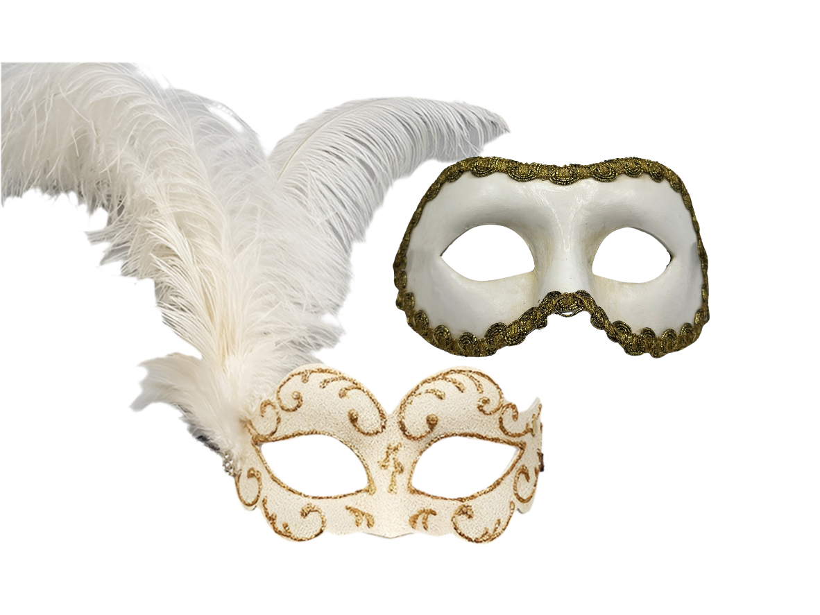 Weißes Maskenball-Paar-Masken-Set