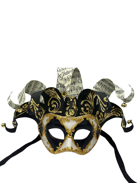 Máscara veneciana Jolly en blanco y negro - máscara de mascarada para hombre