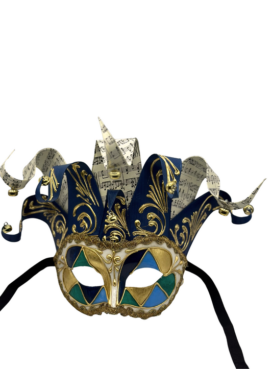 Máscara veneciana Jolly en azul - máscara de mascarada para hombre