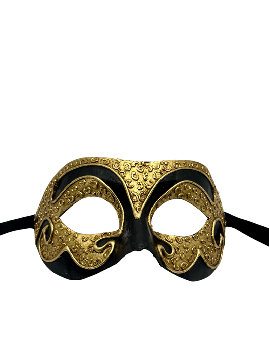 Venetiaans Masker – Zwart met Gouden Details