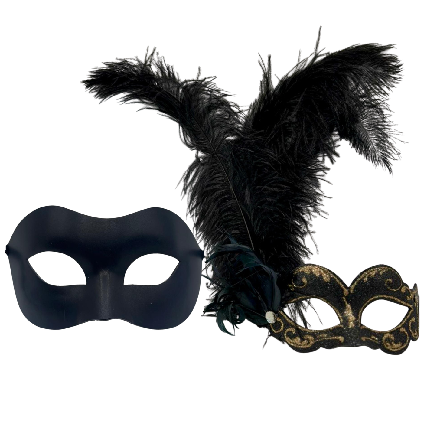 Black Masquerade Couple Mask Set