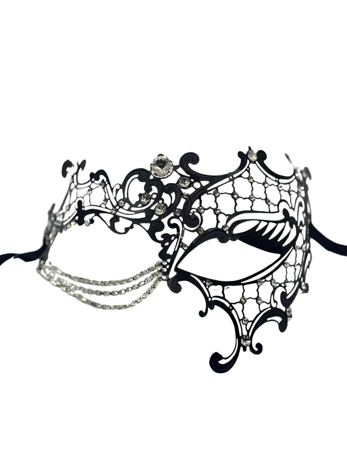 Máscara de mascarada para mujer - con cadena y preciosas piedras strass 3D - máscara veneciana mujer - máscara de fiesta - máscara de gala - máscara sexy