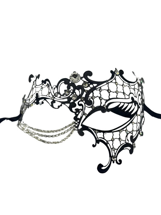 Máscara de mascarada para mujer - con cadena y preciosas piedras strass 3D - máscara veneciana mujer - máscara de fiesta - máscara de gala - máscara sexy