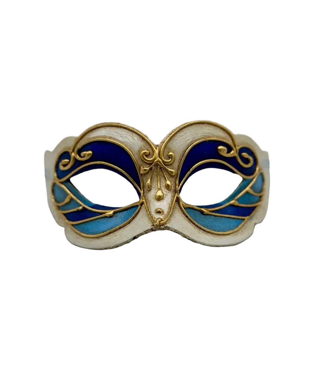 Venezianische Kindermaske - Zwei Blautöne & Gold
