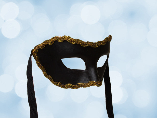 Black Party Mask with golden trim